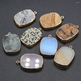 Pendant Necklaces 1pcs Natural Stone Charms Pendants Square Semi-precious Stones For Nacklace Bracelet Accessories Jewelry Making DIY Size