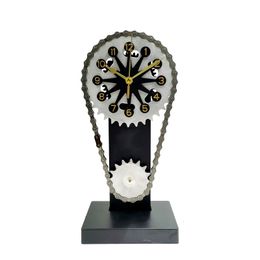 Desk Table Clocks Creative Retro Rotary Gear Handicraft Antique Iron Timing Chain Father's Day Gift 230228