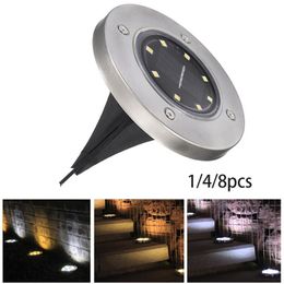 Lawn Lamps Solar Powered Ground Light Waterproof Garden Pathway Deck Lights With 8 LEDs Lamp For Home Yard Driveway Road