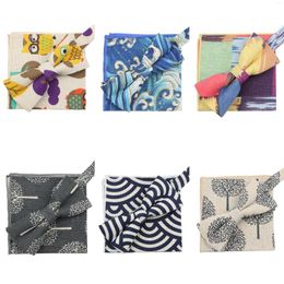 Bow Ties Adjustable Cartoon Linen Vintage Animal Print Tie Hanky Set Butterfly Bowtie Pocket Square Bows Groom Party Accessories Gift