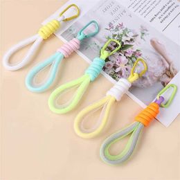 Key Rings Fluorescent Colour Phone Strap Mesh Lanyard Creative Keychain Bag Pendant Two-color Buckle Braided Belt Cute Keycord Accessories R230301