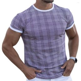 Men's T Shirts Men Simple Plaid Quick Dry T-shirt Fashion Short Sleeve For Party