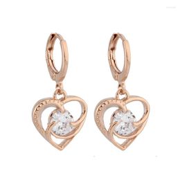 Dangle Earrings Luxury Quality Jewelry Zircon Hanging Rose Gold Color Heart Shape Wedding Unusual For Women