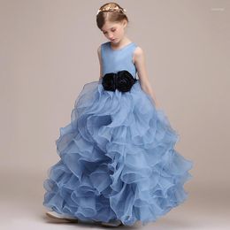 Girl Dresses GY Luxury Formal Birthday Party Dress Cute Blue Ruffle Organza Communion Princess Flower Wedding