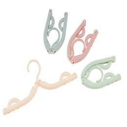 Portable Travel Folding Clothes Hanger Robe Hooks Candy Color Multi-function Clothes Hanger