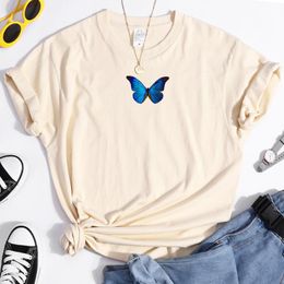 Women's T Shirts Cute Blue Butterfly T-Shirts Women Summer O-Neck Harajuku Couples Streetwear High Quality Clothing Loose Oversize Tee Top