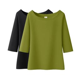 2PCSPack Women Tshirt Half sleeve tshirt for Woman Slash Collar Solid Colour Women's Top Spring Summer Cotton Shirt womens 230301