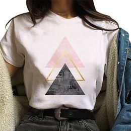 Tshirts d22 Beautiful geometry printed Graphic Tshirt Tops Tee Cute Short Sleeve Female T shirts 230301