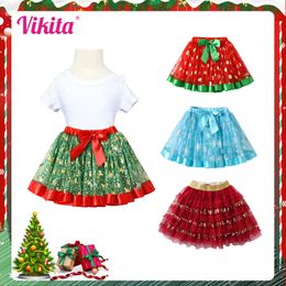 Skirts VIKITA Skirts for Girls Pettiskirts Christmas Party New Year Skirt Kids Skirt Cosplay Children's Clothing Red Dress T230301