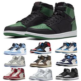 1 1s Mens Basketball Shoes Green Toes Sneaker Dark Mocha Grey Fog Denim Silver Casual Board Shoe Men Women Trainers Sports Sneakers size 36-47