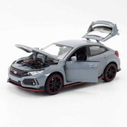 Diecast Model Cars 1/32 New Honda TYPE R Hatchback Model Toy Vehicle Alloy Die Cast Sound Light Pull Back Sports Car Toys For GiftsJ230228