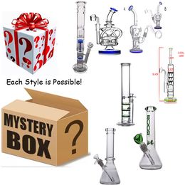 In Stock Blind Box Mystery Suprise Box Hookah Glass Bongs Water Pipe Smoking Accessories Dab Oil Rigs Perc Pecolators Best quality