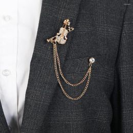 Brooches Fashion Art Violin Pin Badge Brooch Men Suit Lapel Crystal Rhinestone Metal Chain Tassel Collar Buckle Corsage Jewellery