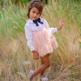 Skirts Spring Summer Autumn Baby Girls Pink Plush Tutu Skirt Children Girls Tassel Skirt Girls Summer Clothes 1-5Year T230301