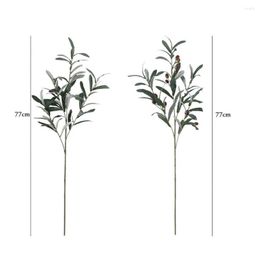 Decorative Flowers Beautiful False Plant Gift Anti-fade Green Leaves Artificial Olive Tree Branch Silk Easy Maintain