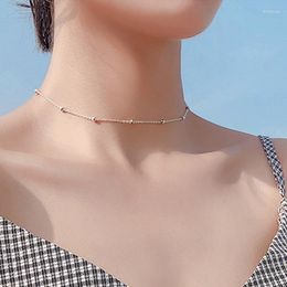 Choker Classic Simple Ball Pendant Titanium Short Necklace For Woman Korean Stainless Steel Jewellery Girl Accessories Clavicle Chain