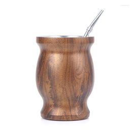 Mugs 1 PC/Lot Yerba Mate Tea Dregs Removal Artefact Stainless Wood Grain Gourds & Philtre Straw Clean Brush Easy Use