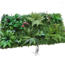 Decorative Flowers 40x60cm Artificial Plant Wall Panels Green Plastic Lawn Tropical Leaves Eucalyptus Clover Fern Leaf Wedding Home