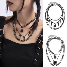 Choker Chocker Sexy Lock Key Multi Layer Black Goth Punk Chokers Gothic Necklace For Women Hip Hop Bondage Cosplay Collar