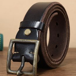 Belts Widened And Thickened Square Pure Copper Pin Buckle Fashion Belt Men's Leather Retro Italian Business Casual BeltBelts