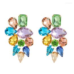 Stud Earrings S Crystal Flower Cluster Geometric Colourful Rhinestone Dangle Earring For Women Wedding Engagement Gift