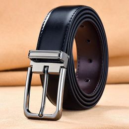 Belts 1Pcs Genuine Cowhide Belt Smooth Surface Designer Waistband Fashion Men Alloy Pin Buckle Business Girdle For Formal Wear