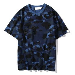 Mens t Shirts Designers Summer Loose Shark Printed T-shirts Camouflage Short Sleeve High Street Casual T-shirt for Men Women 211