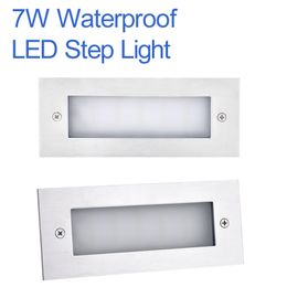 LED Stair Corner Outdoor Lighting Street Lights 7W Step Light Rustproof Waterproof Warm Wall Recessed Landscape Pathway White Courtyard Stairs crestech