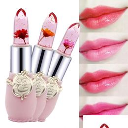 Lipstick Beauty Moisturizing Long Lasting Flower Crystal Jelly Magic Temperature Color Changing Lip Balm Drop Delivery Health Makeup Dhjio