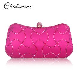 New style Diamond Women Clutches Ladies Evening Girl Party Wedding Purse Noble Royal Pink HandBags Clutch Bag With ChainL230302