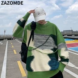 Men's Sweaters ZAZOMDE Men Hip Hop Streetwear Men Knitted Sweater Harajuku Cloud Embroidery Pullover Autumn Cotton Casual High Street Sweater 230302