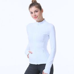 new womens yoga long sleeves jacket solid color nude sports shaping waist tight fitness loose jogging sportswear fitness jacket sport jacketTZV4