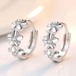 Hoop Earrings REETI 925 Sterling Silver Shiny Cubic Zircon Flower Ear Jewellery For Women Party Gifts Earing