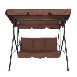 Camp Furniture 110 153Cm Brown Outdoor Swing Chair With Canopy Adjustable Height Chain Suitable For Courtyard Garden Poolside PatioCamp