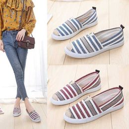 Dress Shoes Hot Ladies flat shoes espadrilles striped ladies loafers canvas women low-top shoes Korean shoes brand ladies comfortable shoes L230302