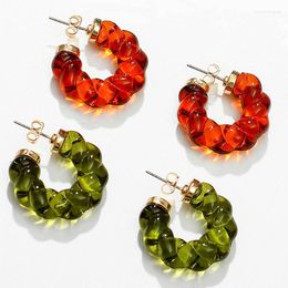 Hoop Earrings Vintage French Twist Acrylic Transparent Simple C-shaped Resin For Women Trendy Jewellery 2023