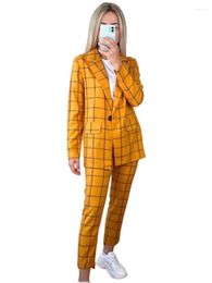 Ethnic Clothing African Blazer Sets Clothes Women Notched Tops And Trousers Outfits Autumn Plaid Print Casual OL Pants Suits