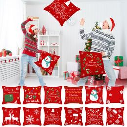 Pillow Cartoon Christmas Throw Cover Holiday Decoration Square #50g