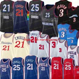 Joel 21 Embiid Ben 25 Simmons Basketball Jersey Allen 3 Iverson Julius 6 Erving Jerseys Retro 2021 New Vintage Mens 75th anniversary