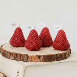 1PC/4PCS DIY Strawberry Paraffin Wax Scented Aromatherapy Candly Red Pink Candles For Valentine's Day Wedding Gift