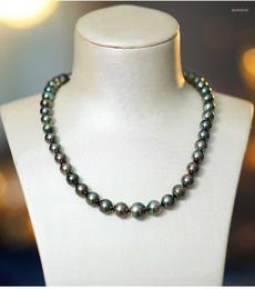 Chains Huge Charming 18"9-12mm Natural South Sea Genuine Black Peacock Round Pearl Necklace Women Jewellery NecklaceChains ChainsChains