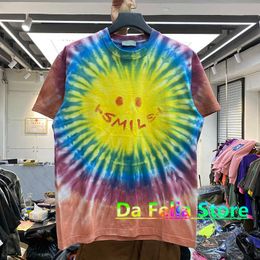 Men's T-Shirts Summer Tie-dyed T-shirt 2021SS Men Women Circular Pattern Printing Tee High Quality Oversize Bright Sunshine Tops T230302