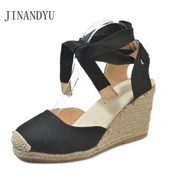 Sandals Lace Up Heels Summer Wedges Shoes For Women High Sandal Size 35-43 Sandales So Comfy Gladiator