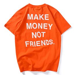 Men's T-Shirts Fashion Men T-Shirts Summer Tops Tees Hip Hop Letter Printing Men's Tshirt Male Cotton Short Sleeve Make Money Not Friends HH160 230302