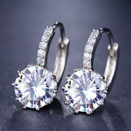 Fashion 10 Colours CZ Hoop Earrings For Women Silver Colour Crystal Girl Hoops Jewellery Gift Wholesale brinco bijoux