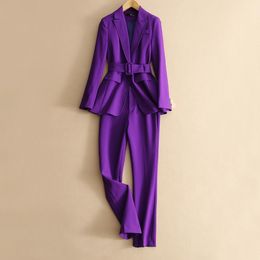 Women's Suits Blazers Autumn Women's Purple Simple Blazer Work Office Ladies Suit Blazer Coat Fashionable Professional Suit and Single Blazer 230302