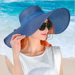 Wide Brim Hats Simple Summer Straw Hat Women Big Wide Brim Beach Hat Sun Hat Foldable Sun Block Uv Protection Panama Hat Bone Chapeu Feminino J230301