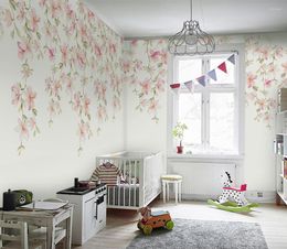 Wallpapers CJSIR Custom Watercolor Flowers Small Fresh Wallpaper 3D Bedroom TV Background Papel Mural Wall Papers Home Decor Decoration