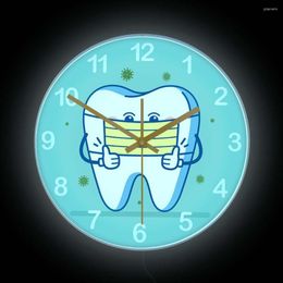 Wall Clocks Dental Health Tooth Luminous Clock For Dentist Clinic Office Stomatology Odontologist LED Lighting Neon Display Sign