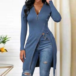 Women's Blouses Pullover Blouse Mid-Length Quick Drying Warm Spring Autumn Solid Split Hem Tunic Knitted Top Daily Clothing